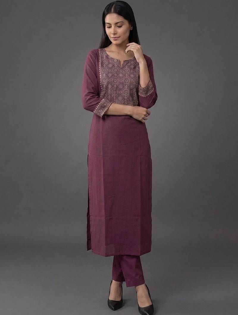 workwear women embroidered kurta with trousers with dupatta