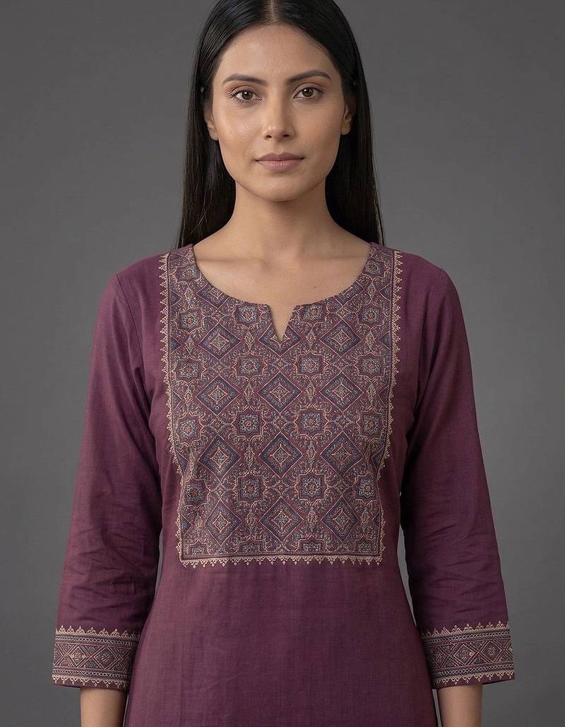 workwear women embroidered kurta with trousers with dupatta