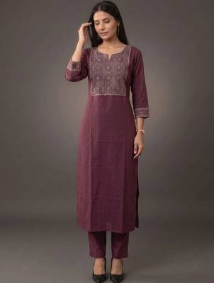 workwear women embroidered kurta with trousers with dupatta 5