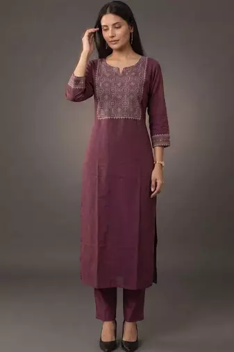 workwear women embroidered kurta with trousers with dupatta