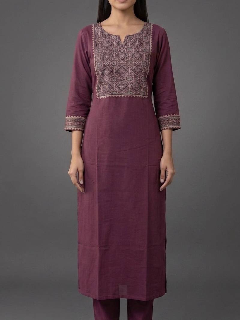 workwear women embroidered kurta with trousers with dupatta
