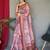 pink kalamkari cotton blend zari saree with tassel