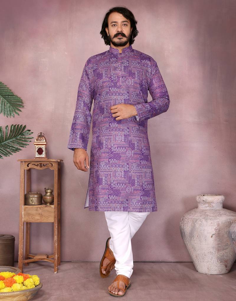Teal heavy cotton sequence work & printed work premium designer kurta pajama