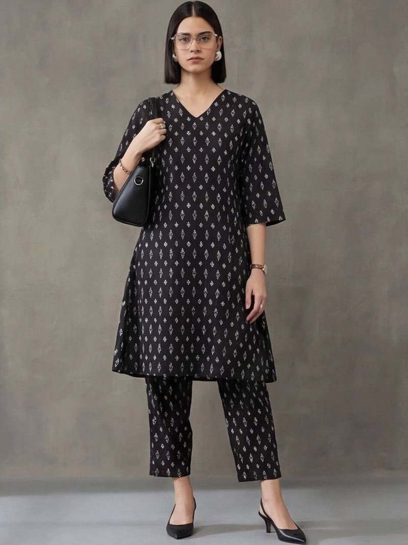 workwear printed cotton kurta sets