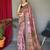 pink ethnic motifs cotton blend saree with tassel
