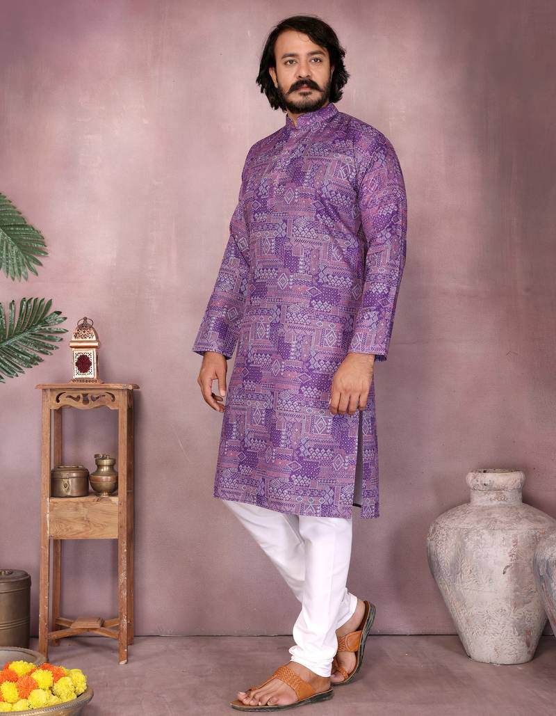 Teal heavy cotton sequence work & printed work premium designer kurta pajama