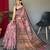 pink ethnic motifs cotton blend saree with tassel