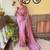 pink embellished sequinned poly georgette saree with blouse piece