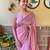 pink embellished sequinned poly georgette saree with blouse piece