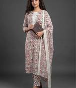 smart women printed kurta with trousers with dupatta