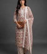 everyday workwear women printed kurta with trousers with dupatta