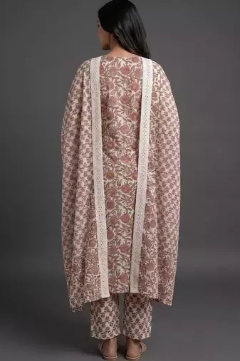 everyday workwear women printed kurta with trousers with dupatta