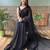 black sequinned poly georgette saree with blouse piece