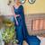teal sequinned poly georgette saree with blouse piece