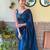 teal sequinned poly georgette saree with blouse piece