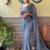 grey sequinned poly georgette saree with blouse piece