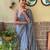 grey sequinned poly georgette saree with blouse piece
