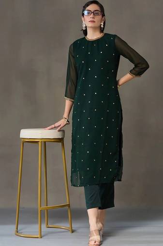 workwear women embroidered kurta with trousers
