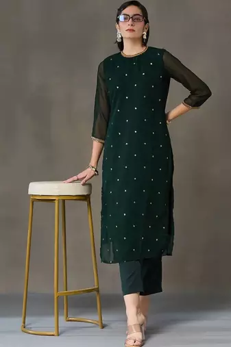 workwear women embroidered kurta with trousers