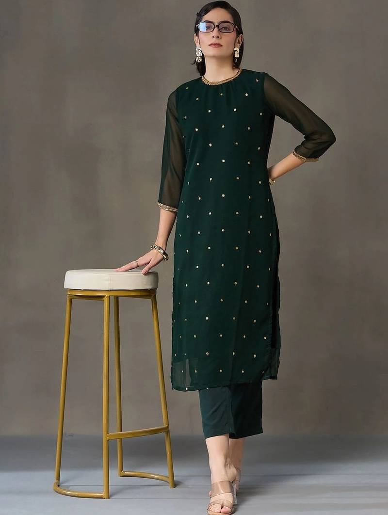 workwear women embroidered kurta with trousers
