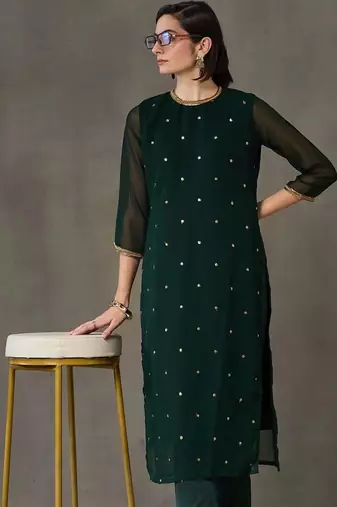 workwear women embroidered kurta with trousers