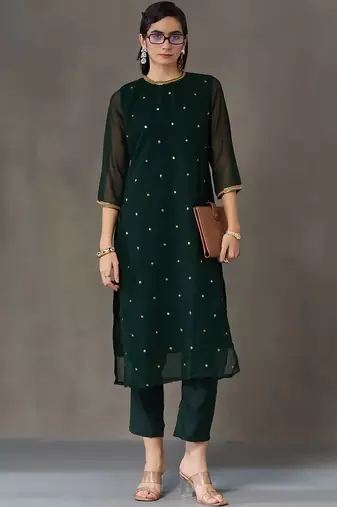 workwear women embroidered kurta with trousers