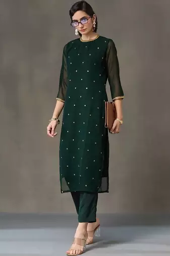 workwear women embroidered kurta with trousers