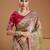red ethnic motifs sequinned silk blend saree