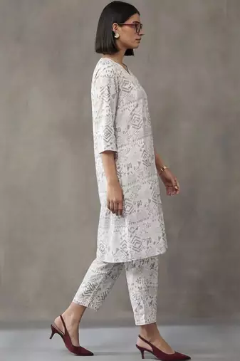 structured printed a-line kurta sets