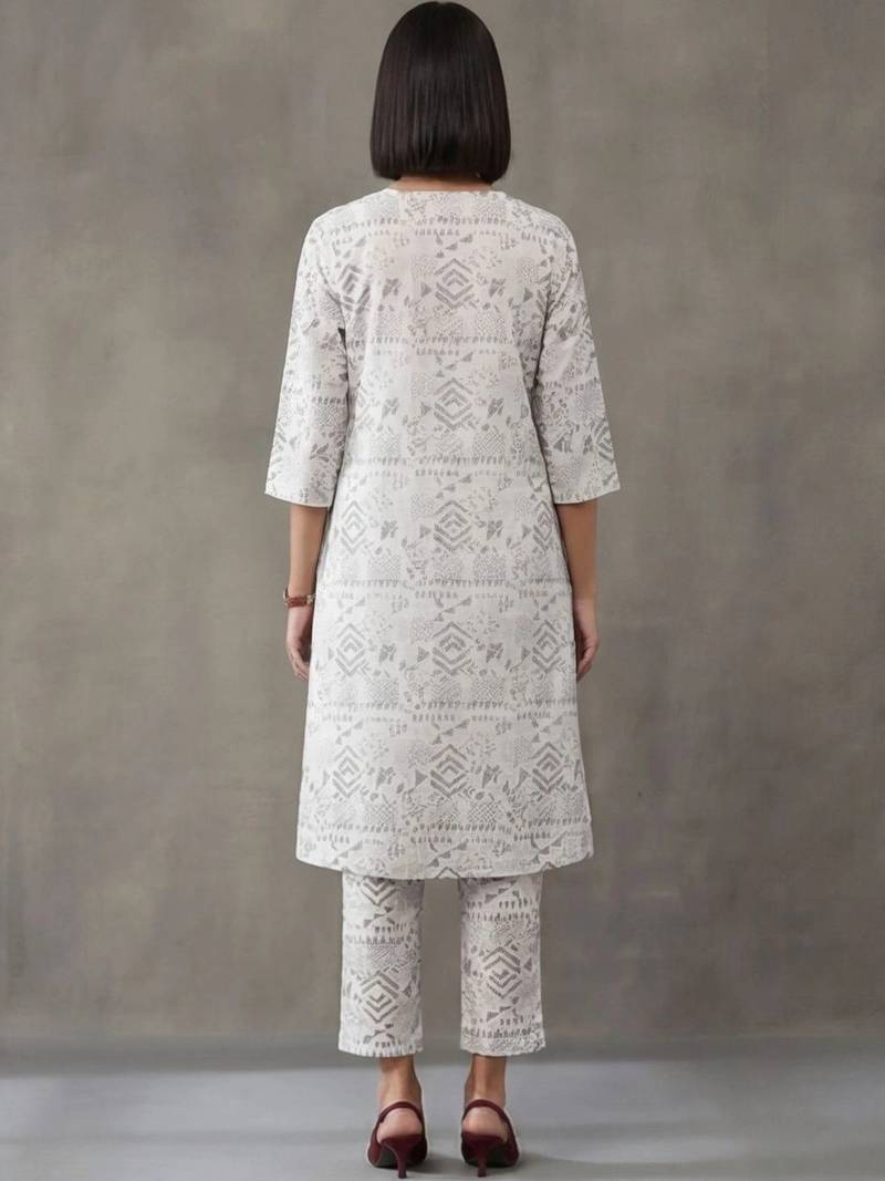 structured printed a-line kurta sets