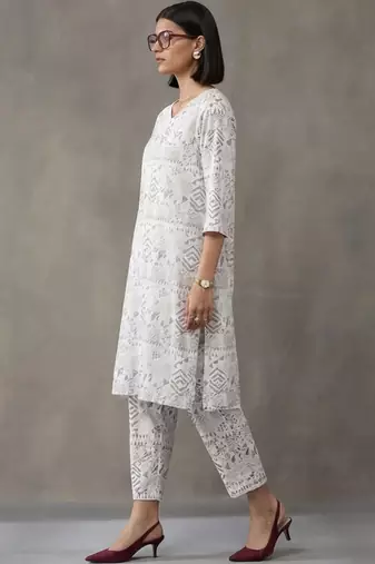 structured printed a-line kurta sets