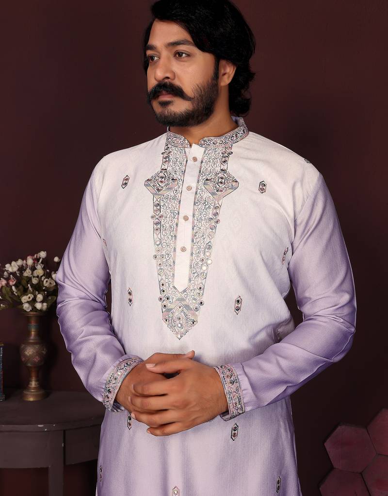 Multi premium cotton silk embroidery sequence work premium designer only kurta