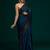 teal teal black striped sequinned poly georgette saree