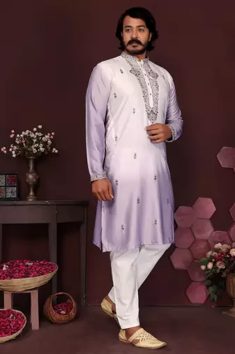 Multi premium cotton silk embroidery sequence work premium designer kurta pajama