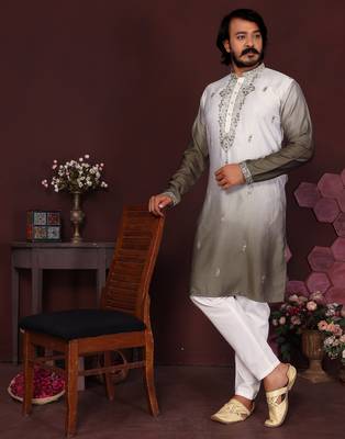 Multi premium cotton silk embroidery sequence work premium designer only kurta 2