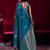 teal ethnic motifs woven design zari pure linen banarasi saree with blouse piece