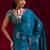 teal ethnic motifs woven design zari pure linen banarasi saree with blouse piece