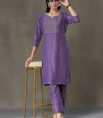 structured women embroidered kurta with trousers