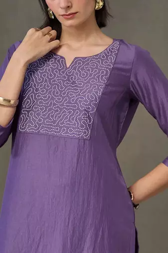 structured women embroidered kurta with trousers