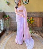 lavender embellished sequinned saree