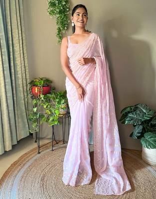 lavender embellished sequinned saree 2