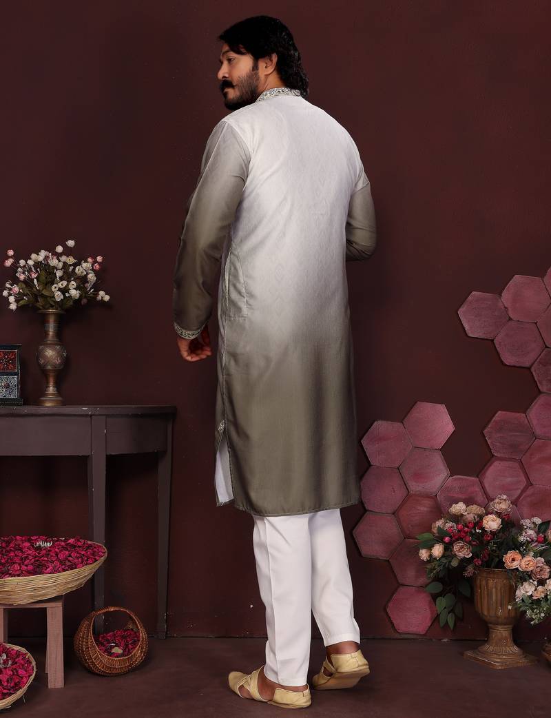 Multi premium cotton silk embroidery sequence work premium designer kurta pajama