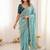 turquoise embellished embroidered organza heavy work saree