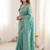 turquoise embellished embroidered organza heavy work saree