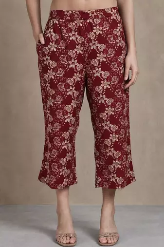 women floral printed regular cotton kurta with trousers