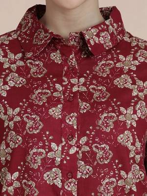 women floral printed regular cotton kurta with trousers 7