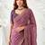 mauve floral embroidered poly georgette heavy work saree