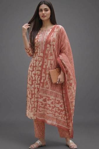 workwear women printed kurta with trousers with dupatta