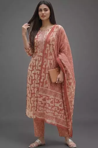 workwear women printed kurta with trousers with dupatta