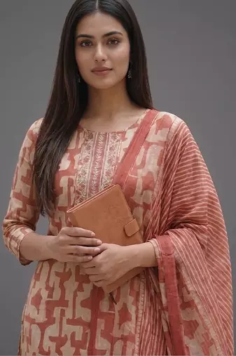 workwear women printed kurta with trousers with dupatta